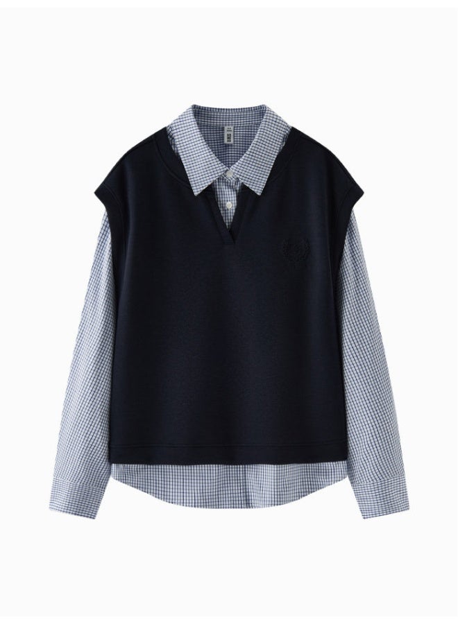 سيمير قميص بأكمام طويلة مخطط مع طبقة بلا أكمام للنساء - Image 5