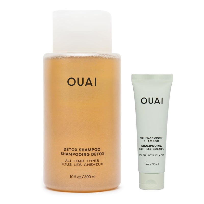 OUAI Detox Shampoo 10 fl oz  AntiDandruff Deluxe Size 1 fl oz Bundle  Soothing Clarifying Shampoo Set for Dry Flaky Scalp  Removes Dirt  Build Up 2 Count