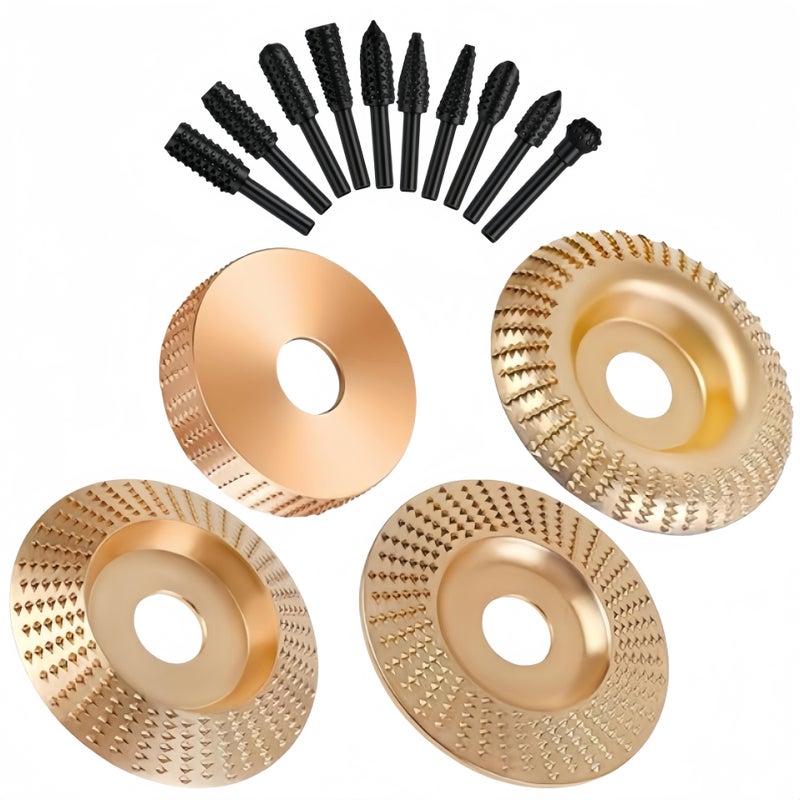 9 Piece Angle Grinder Wood Carving Disc Rotary File Set For Sanding - Image 1