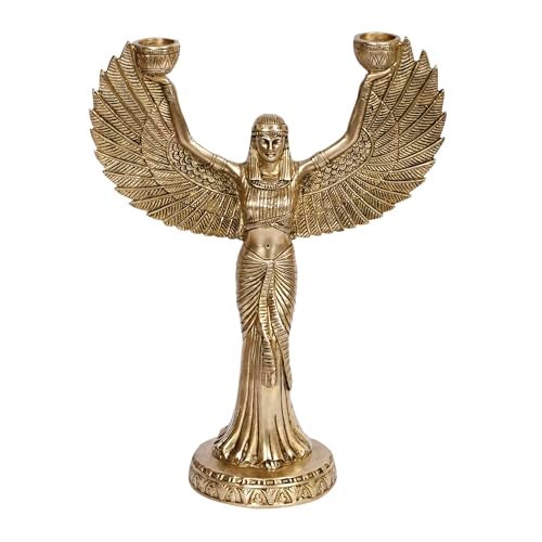 Artvarko Brass Egyptian Angel Pari Designer Tealight Dual Candle Holder Idol Statue for Dining Table Home Decorations Gift 12 Inch - Image 2
