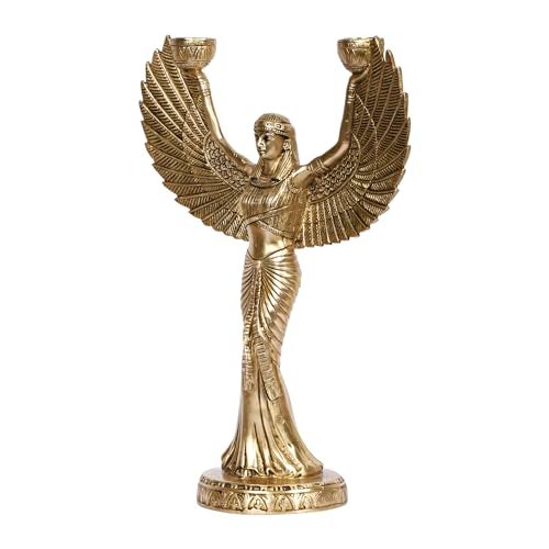 Artvarko Brass Egyptian Angel Pari Designer Tealight Dual Candle Holder Idol Statue for Dining Table Home Decorations Gift 12 Inch - Image 4