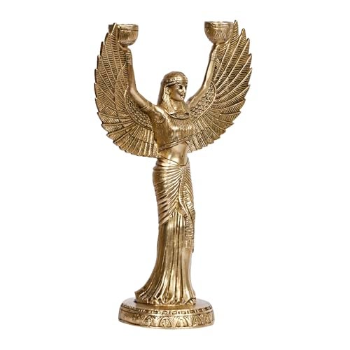 Artvarko Brass Egyptian Angel Pari Designer Tealight Dual Candle Holder Idol Statue for Dining Table Home Decorations Gift 12 Inch - Image 3
