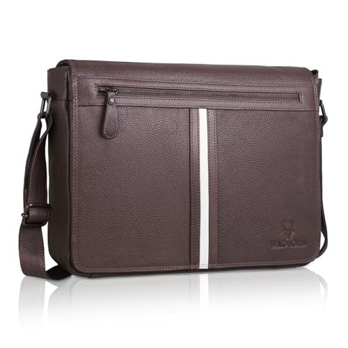 WildHorn Genuine Leather Laptop Messenger Bag for Men | Designed to Fit Laptops up to 14 Inches | Backed by a 1-Year Warranty (BROWN) - Image 1