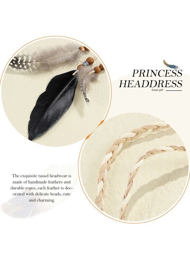 GORTIN Boho Feather Headband Brown Indian Peacock Feather Headbands Gypsy Hippie Headband Headwear Festival Party Headpiece for Women (Type B) - Image 5