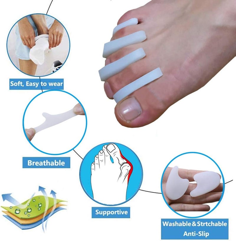 woobles 8 Pcs Gel Toe Spacer, Gel Toe Separators for Hammer Toe, Overlapping Relieve Pain Bunion Correctors Toe Spacers Gel Big Toe Straighteners for Hallux Valgus - Image 4