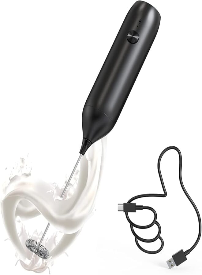 CIRCLE JOY Milk Frother Handheld Rechargeable Milk Foamer Electric Mini Drink Mixer