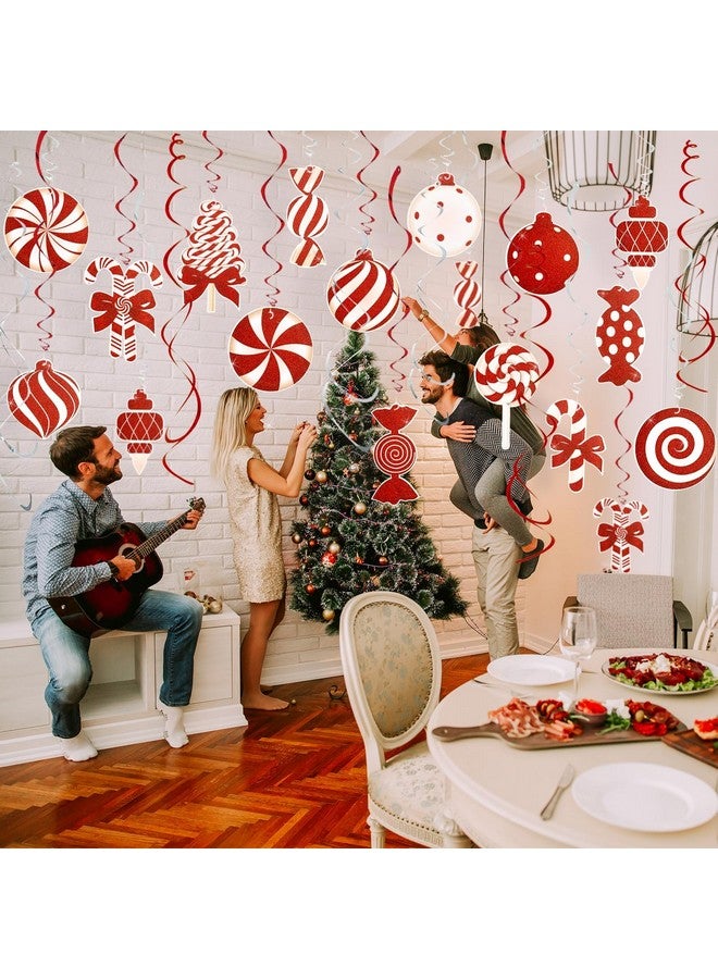 kockuu Candy Cane Christmas Party Decorations - 36pcs Red Candy Cane Lollipop Peppermint Christmas Hanging Swirls Decorations for Christmas Home Candyland Winter Holiday Party Decor Supplies - Image 5