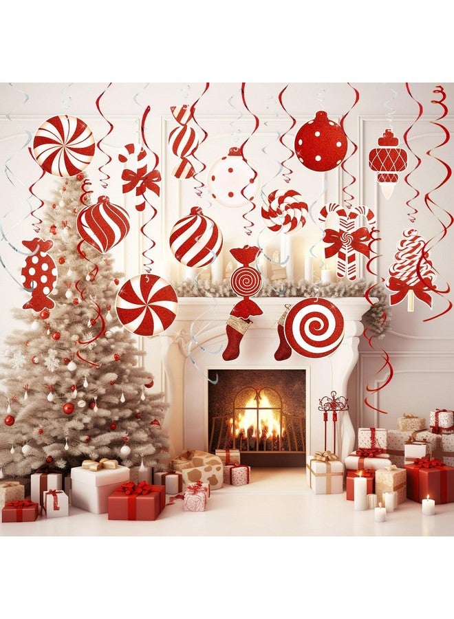 kockuu Candy Cane Christmas Party Decorations - 36pcs Red Candy Cane Lollipop Peppermint Christmas Hanging Swirls Decorations for Christmas Home Candyland Winter Holiday Party Decor Supplies - Image 2
