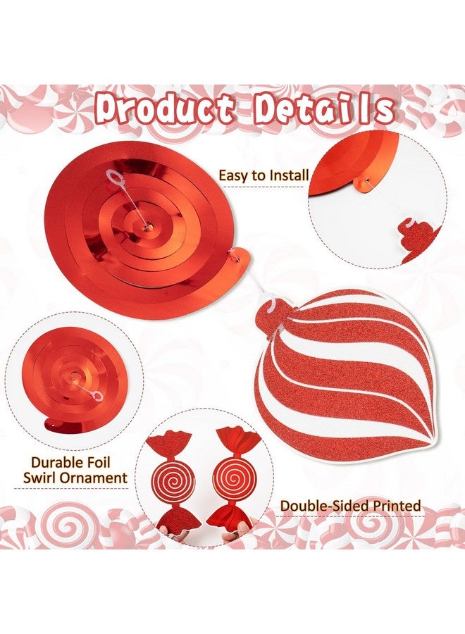 kockuu Candy Cane Christmas Party Decorations - 36pcs Red Candy Cane Lollipop Peppermint Christmas Hanging Swirls Decorations for Christmas Home Candyland Winter Holiday Party Decor Supplies - Image 4
