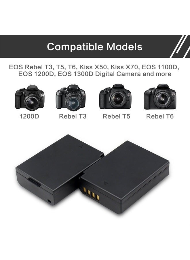 ENEGON بطارية بديلة LP-E10 (عبوة 2) وشاحن مزدوج سريع لكانون LP E10 كانون EOS Rebel T3 T5 T6 T7 T100 Kiss X50 X70 X80 X90 1100D 1200D 1300D 1500D 4000D (متوافق 100% مع الأصلي) - Image 1
