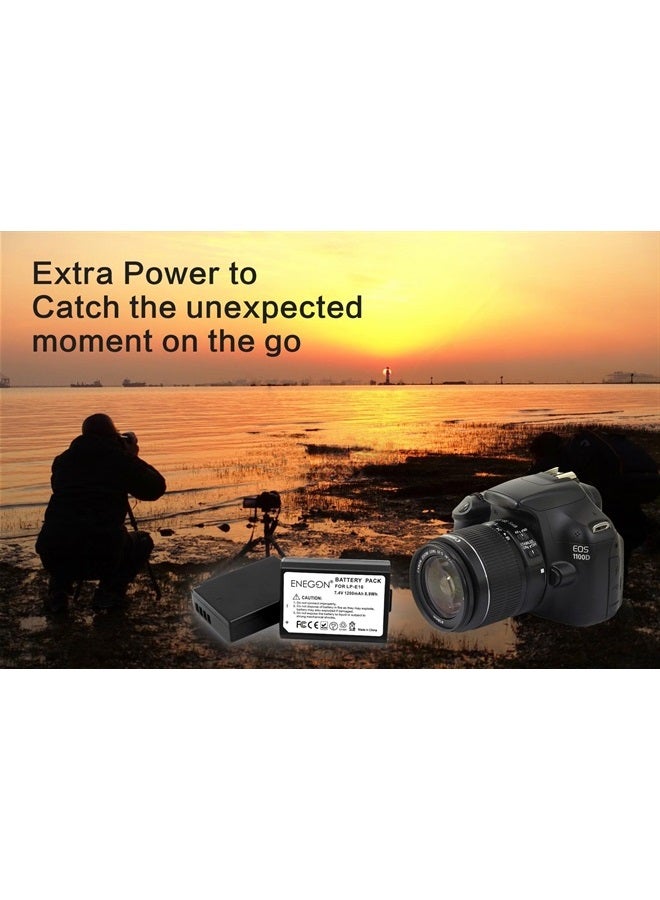 ENEGON بطارية بديلة LP-E10 (عبوة 2) وشاحن مزدوج سريع لكانون LP E10 كانون EOS Rebel T3 T5 T6 T7 T100 Kiss X50 X70 X80 X90 1100D 1200D 1300D 1500D 4000D (متوافق 100% مع الأصلي) - Image 3