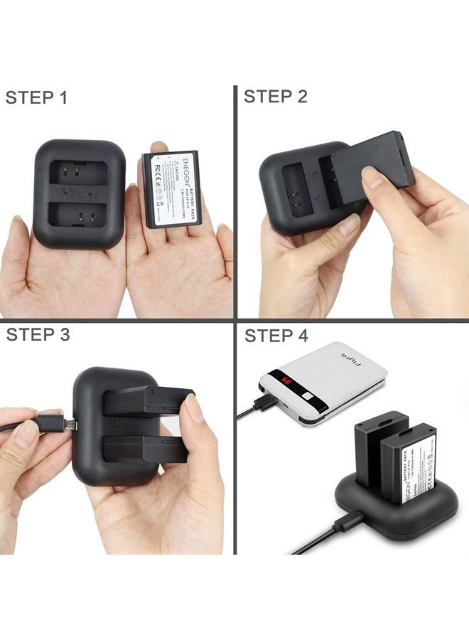 ENEGON بطارية بديلة LP-E10 (عبوة 2) وشاحن مزدوج سريع لكانون LP E10 كانون EOS Rebel T3 T5 T6 T7 T100 Kiss X50 X70 X80 X90 1100D 1200D 1300D 1500D 4000D (متوافق 100% مع الأصلي) - Image 4