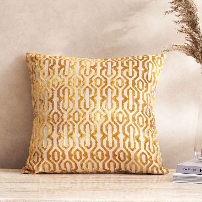 Pan Home Honey Gold Velvet Cushion for Home Decor