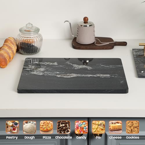 Adolif Natural Black Marble Pastry and Cutting Board, 12x16x0.7 Inch, Heavy for Dough Chocolate, Pack of 1 - Image 5
