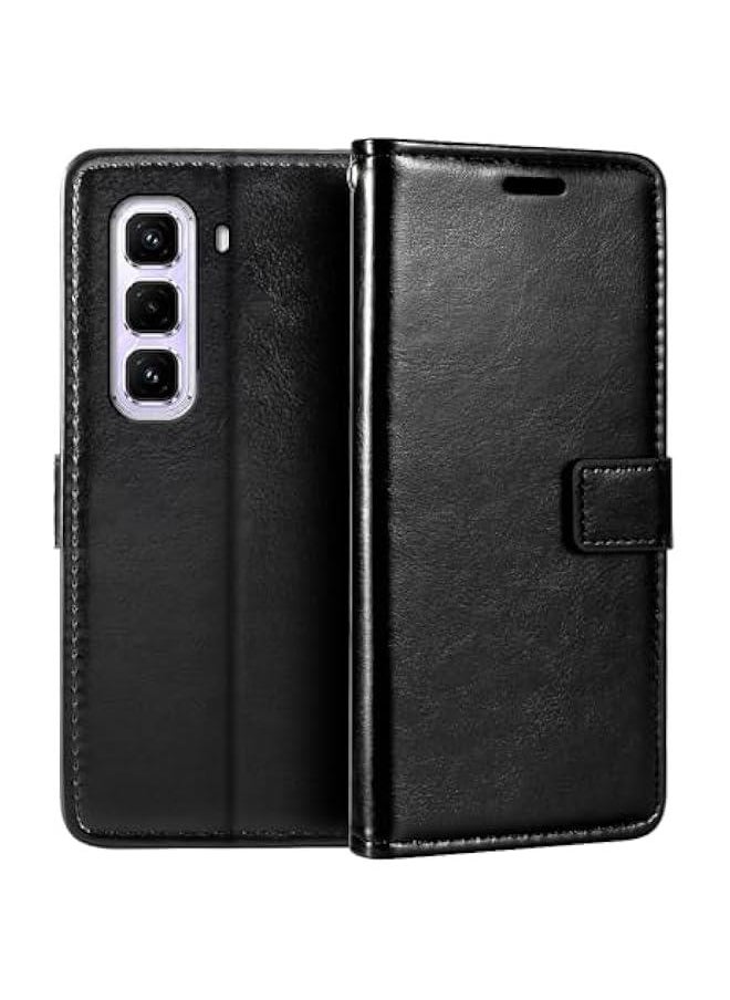 Generic Premium PU Leather Flip Case Cover with Card Holder and Kickstand for Infinix Hot 50 Pro+ 4G (6.78”) - Compatible with Infinix Hot 50 Pro Plus 4G  - Image 1