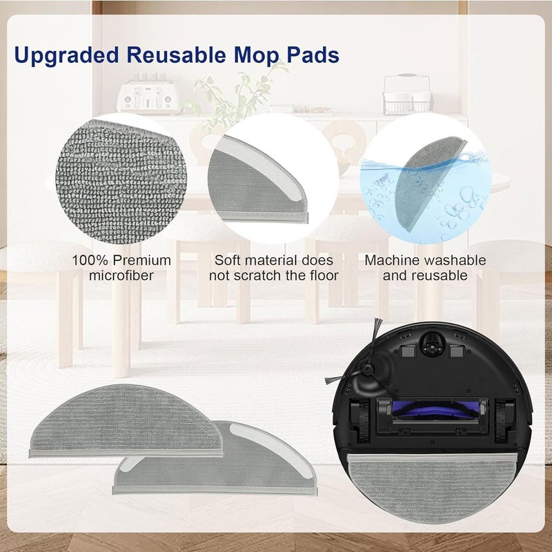 Feilifan مجموعة إكسسوارات مكونة من 13 قطعة لمكنسة الروبوت Eufy RoboVac X8/X8 Hybrid: فرشاة رئيسية، فرشاة جانبية، مرشح، وأقمشة موك لاستبدال الأجزاء التالفة. - Image 5