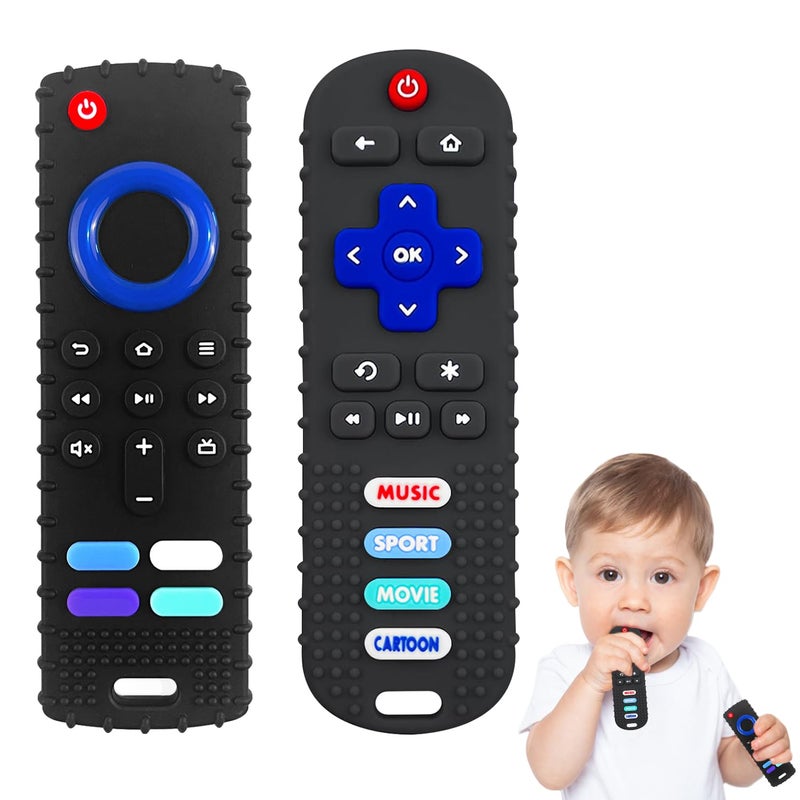 SOLIFEGOBLE 2 Pack Baby Infant Teething Toys for Babies 336 Months Remote Control Teether for BabyRemote Teething Toys for Babies 06 Months - Image 1