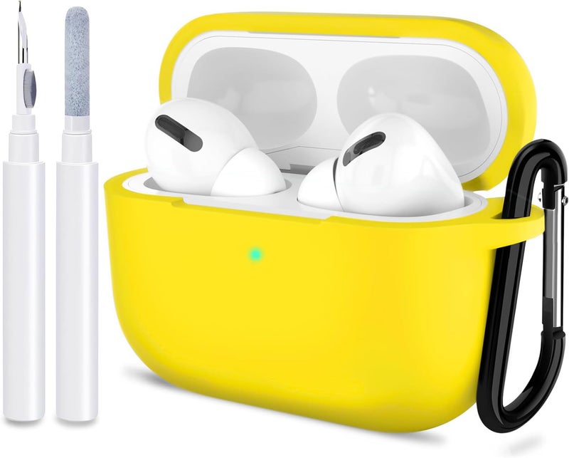 ATUAT for AirPods Pro 1st/2nd Generation Case Cover, Protective Silicone Skin Accessories with Keychain for Women Men for Apple AirPods Pro 2019/2022 Charging Case,Front LED Visible-Yellow - Image 1