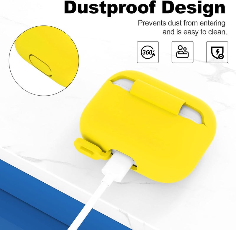 ATUAT for AirPods Pro 1st/2nd Generation Case Cover, Protective Silicone Skin Accessories with Keychain for Women Men for Apple AirPods Pro 2019/2022 Charging Case,Front LED Visible-Yellow - Image 4