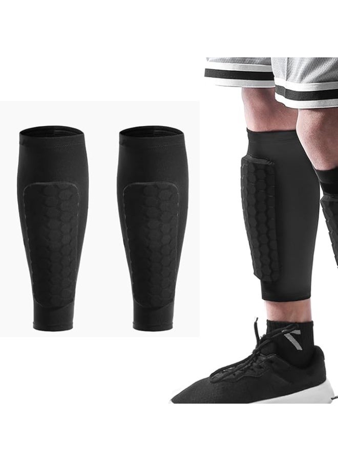 Football Shin Guards Pads Sleeves,1Pair Shins Brace Sleeve with Long Honeycomb Pad, Antislip Collision Avoidance Protector for Soccer, Calf Protective Crashproof Guard for Men and Youth（Size L） - Image 1