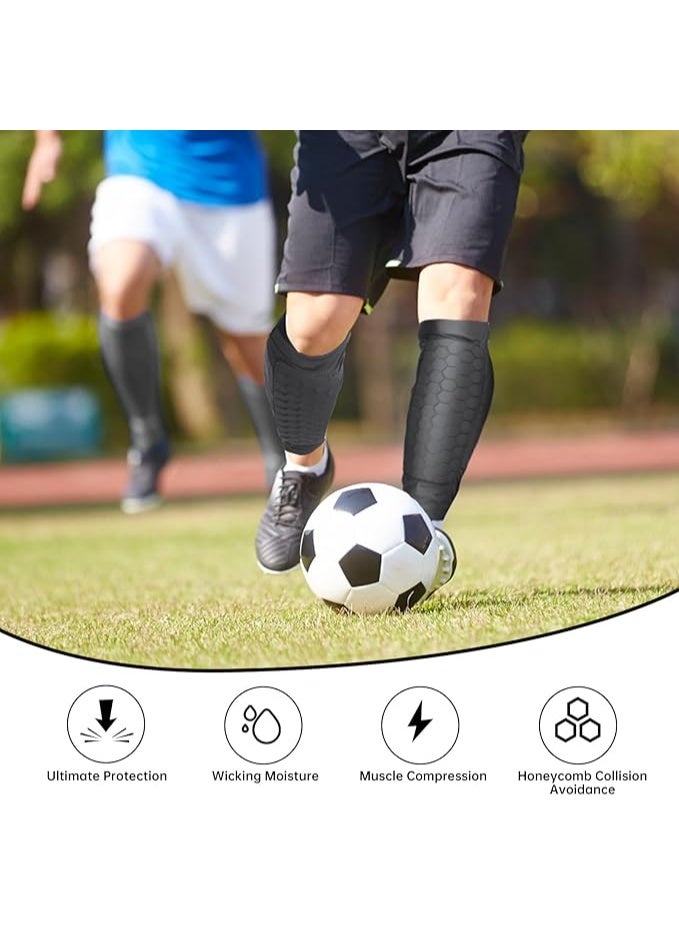 Football Shin Guards Pads Sleeves,1Pair Shins Brace Sleeve with Long Honeycomb Pad, Antislip Collision Avoidance Protector for Soccer, Calf Protective Crashproof Guard for Men and Youth（Size L） - Image 4