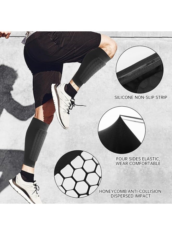 Football Shin Guards Pads Sleeves,1Pair Shins Brace Sleeve with Long Honeycomb Pad, Antislip Collision Avoidance Protector for Soccer, Calf Protective Crashproof Guard for Men and Youth（Size L） - Image 3