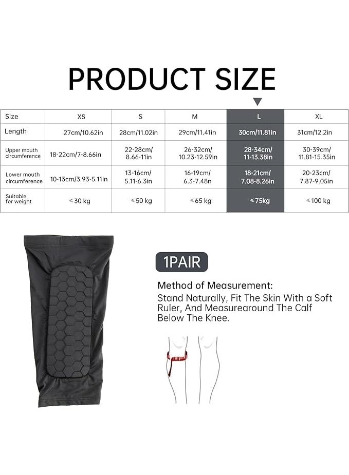 Football Shin Guards Pads Sleeves,1Pair Shins Brace Sleeve with Long Honeycomb Pad, Antislip Collision Avoidance Protector for Soccer, Calf Protective Crashproof Guard for Men and Youth（Size L） - Image 2