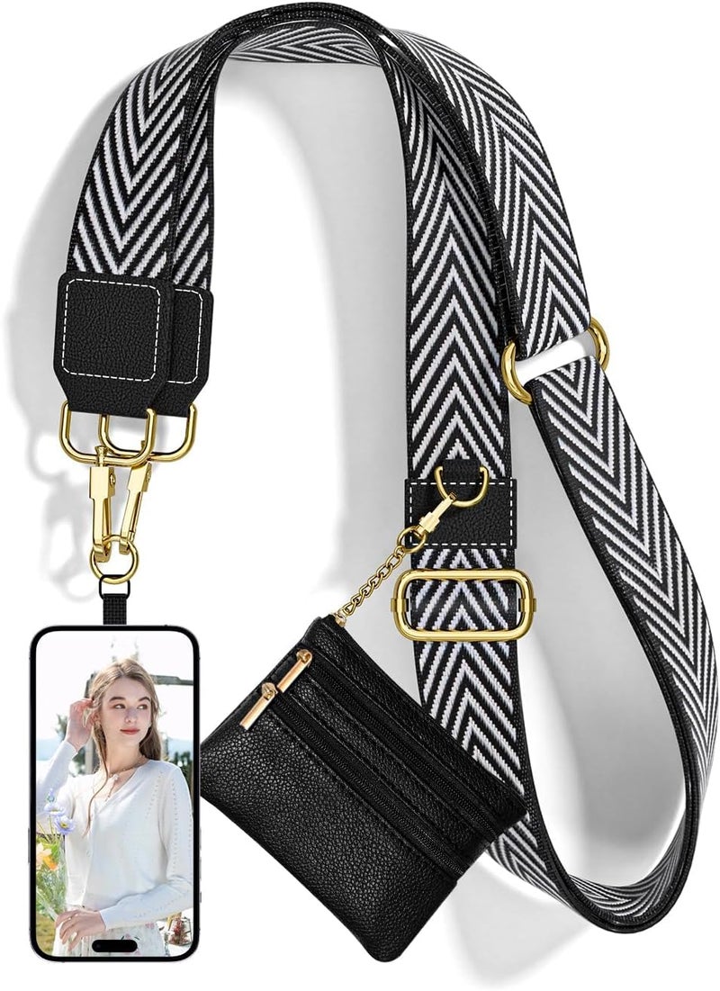 KHOLAD Phone Wrist Strap with Zipped Pouch Clip & Go Strap for Mobile with Leather Wallet Crossbody Adjustable Buckle Chain Lanyard - Comfortable & Durable Accessory for Stylish Women - Image 1