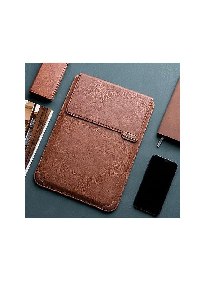 13 inch Laptop Sleeve Case Laptop Stand Adjustable, Computer Shock Resistant Bag with Mouse Pad for 13" MacBook Pro and MacBook Air, XPS 13, Surface Book 13.5", 12.9" New iPad Pro, Brown