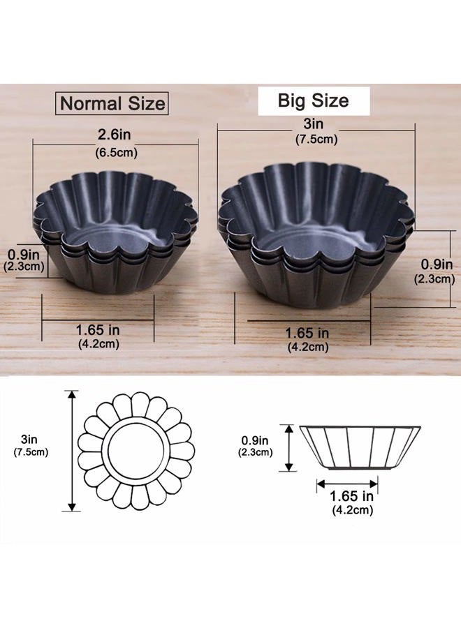 Amytalk 12 Packs Egg Tart Mold, Upgrade Bigger Size 3 x 0.9inch, Cupcake Cake Muffin Mold Tin Pan Baking Tool, Carbon Steel - Image 2