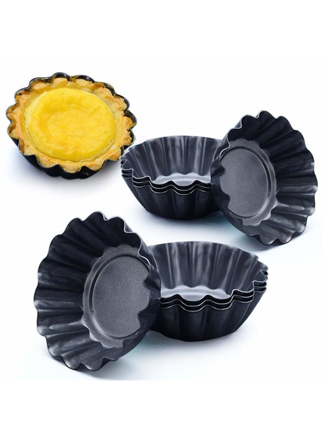 Amytalk 12 Packs Egg Tart Mold, Upgrade Bigger Size 3 x 0.9inch, Cupcake Cake Muffin Mold Tin Pan Baking Tool, Carbon Steel - Image 1