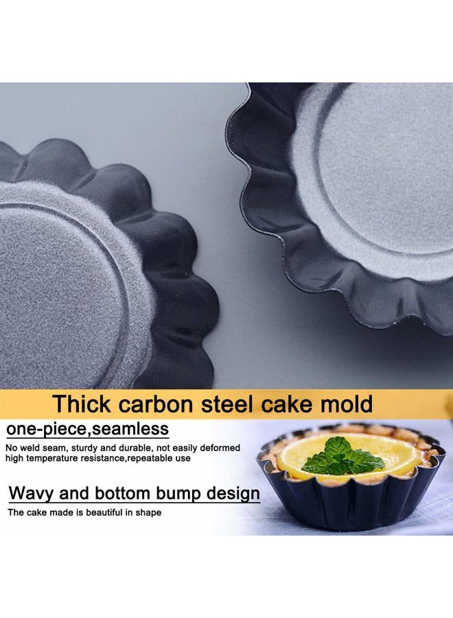 Amytalk 12 Packs Egg Tart Mold, Upgrade Bigger Size 3 x 0.9inch, Cupcake Cake Muffin Mold Tin Pan Baking Tool, Carbon Steel - Image 5