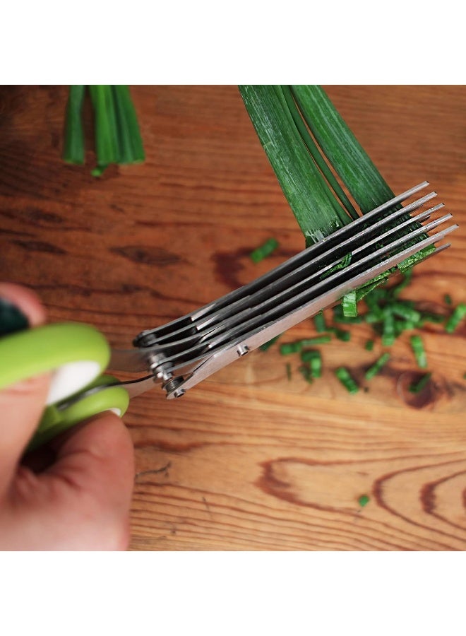 RSVP International RSVP International (SNIP) Stainless Steel 5 Blade Herb Scissors, Green/White | Cut, Chop, Mince & Snip Herbs | Easy &  - Image 4