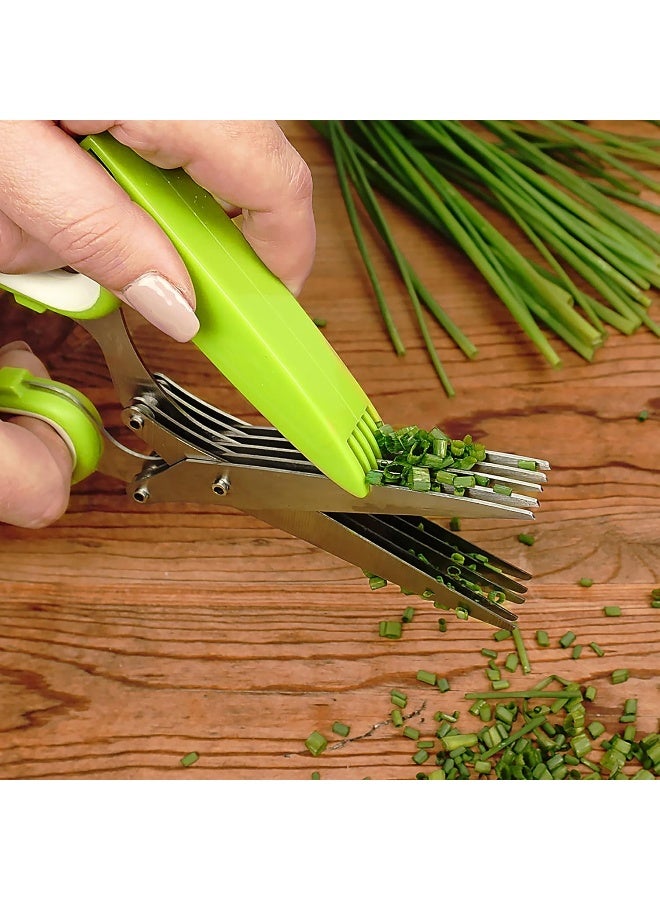 RSVP International RSVP International (SNIP) Stainless Steel 5 Blade Herb Scissors, Green/White | Cut, Chop, Mince & Snip Herbs | Easy &  - Image 5