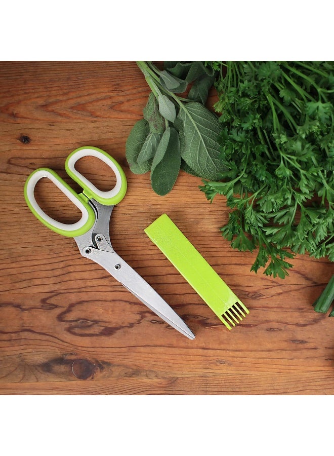 RSVP International RSVP International (SNIP) Stainless Steel 5 Blade Herb Scissors, Green/White | Cut, Chop, Mince & Snip Herbs | Easy &  - Image 3