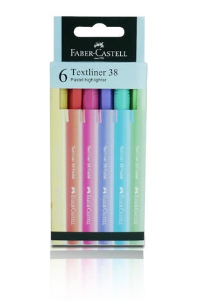 Faber-Castell Textliner 38 Pastel Super-Fluorescent Highlighter Pen - Assorted Color (Pack Of 6), Unique Soft Pastel Colors, Clipped Holder, Slim & Easy To Grip - pzsku/Z72D967F78748A90C5D04Z/45/_/1694698490/658abb8b-c861-4c58-8d1c-a684c1eb5d8c