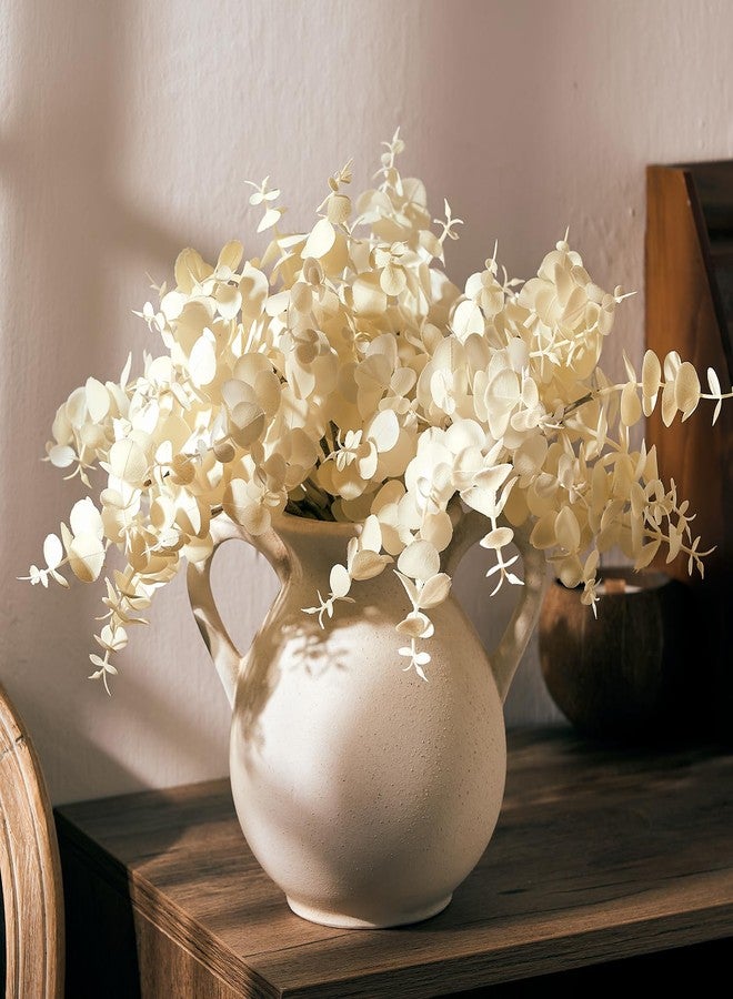 LUKA Antique Ceramic Vase with 2 Handle,6.7 inches Rustic Vase Minimalist Decor, Decorative Vases for Home Decor, Table, Living Room, Shelf, Christmas Decoration(Small,White) - Image 5