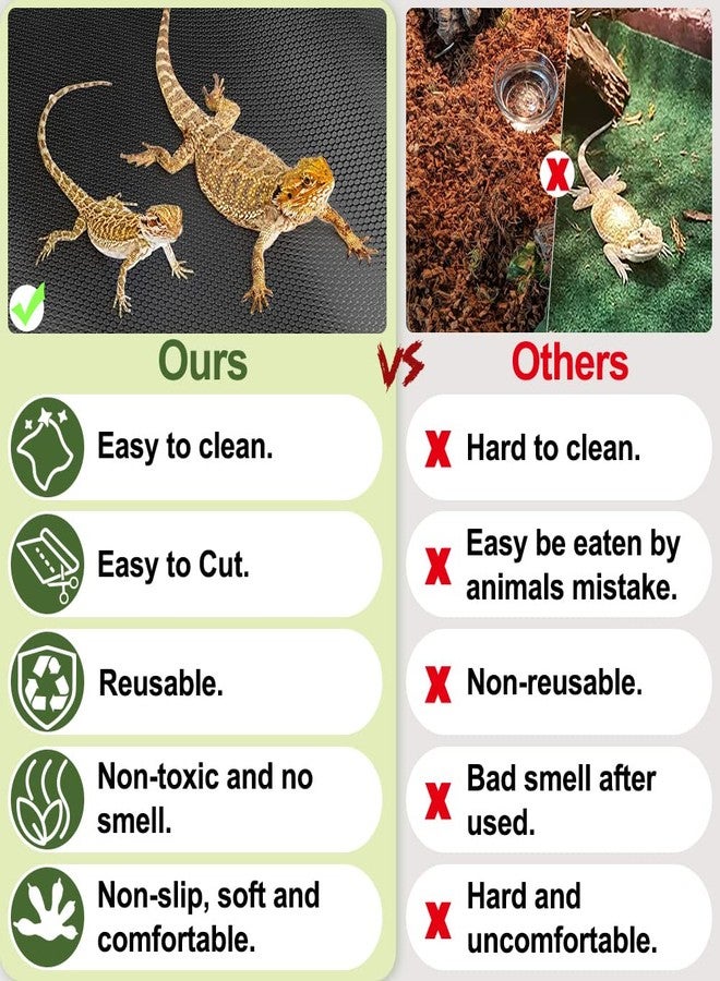 TCYPUHL Reptile Carpet, Reptile Mat, Bearded Dragon, Leopard Gecko Substrate,Bearded Dragon Tank Flooring, Snake,Tortoise Bedding, Bearded Dragon Tank Accessories (18"X 79", 1 PCS Thicker Mat) - Image 2