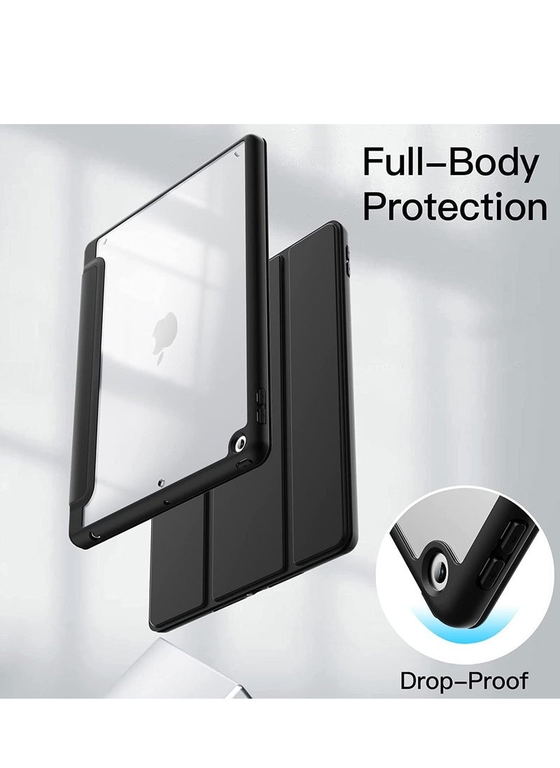 JAJEEK Protective Case for iPad 10.2 inch (9th/8th/7th Gen, 2021/2020/2019) – Slim Tablet Cover with Pencil Holder, Clear Back Shell, Shockproof Design (Black) - Image 2