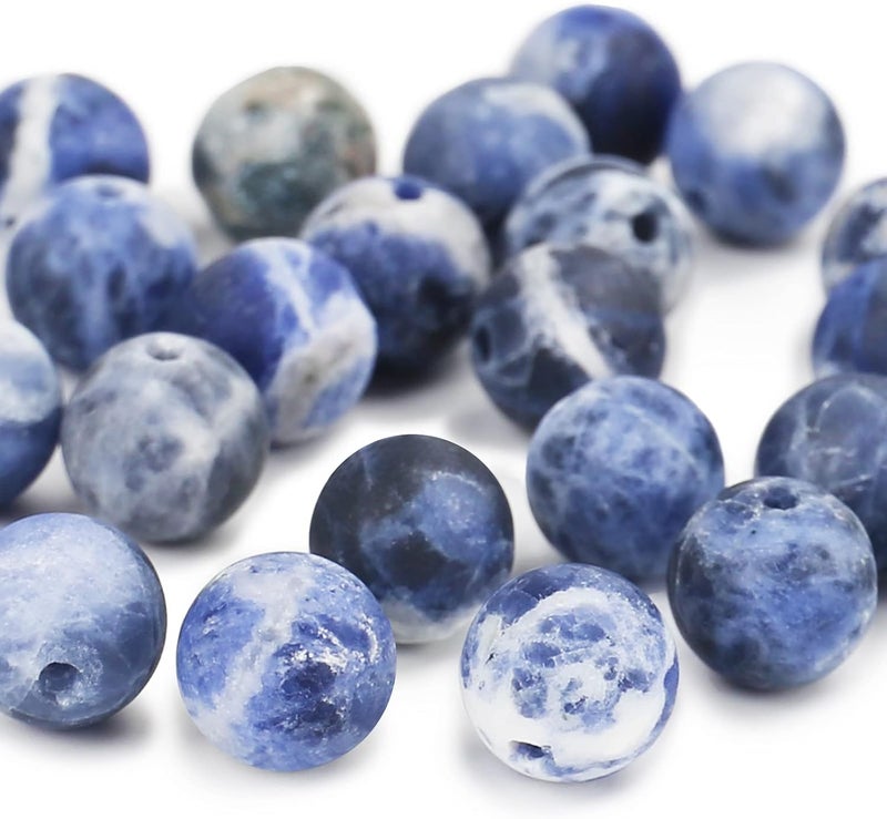 AUREHEN Natural Matte Blue Sodalite Beads, 6MM Round Frosted Unpolished Loose Gemstone Beads for Bracelet Necklace Jewelry Making, Energy Stone Healing Power with Stretch Beading Cord - Image 5