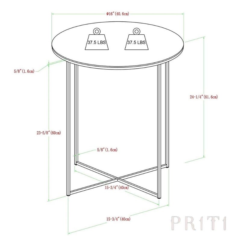 Priti Modern Round Side End Accent Table Living Room WalnutGold - Image 3