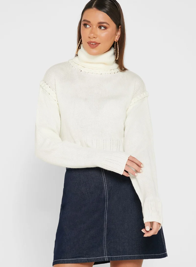Missguided Pleated Crop Sweater