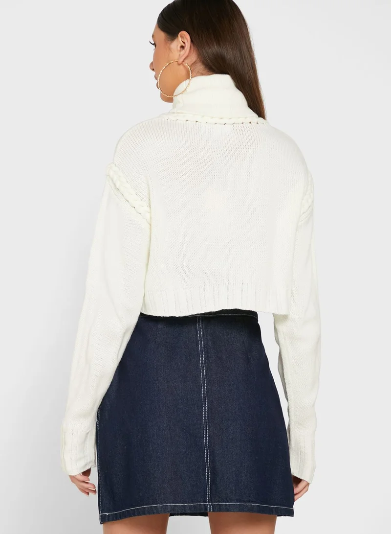 Missguided Pleated Crop Sweater