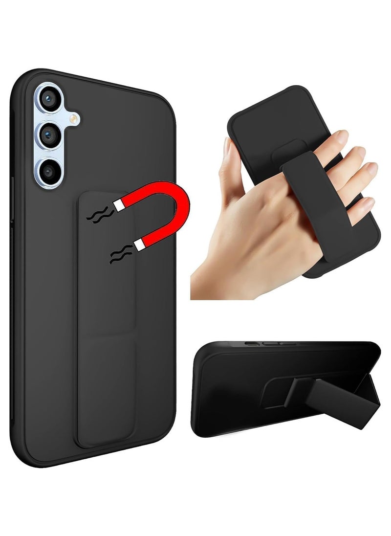 Samsung Galaxy A16 Case with Kickstand and Magnetic Holder, Premium Vertical Strap and Grip with Silicone Holder, multiple viewing positions for Samsung Galaxy A16 (Black)