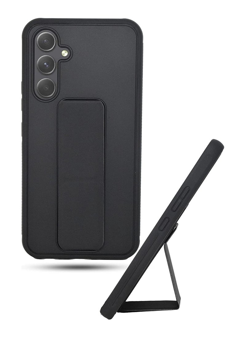 Samsung Galaxy A16 Case with Kickstand and Magnetic Holder, Premium Vertical Strap and Grip with Silicone Holder, multiple viewing positions for Samsung Galaxy A16 (Black)