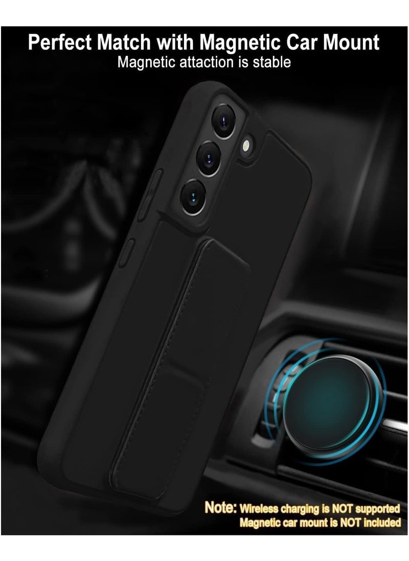 Samsung Galaxy A16 Case with Kickstand and Magnetic Holder, Premium Vertical Strap and Grip with Silicone Holder, multiple viewing positions for Samsung Galaxy A16 (Black)