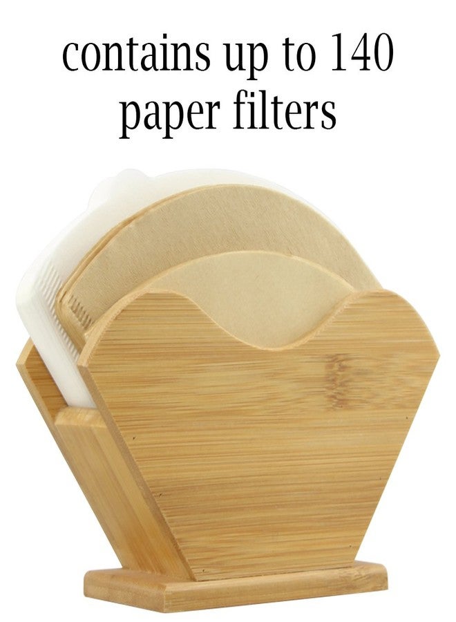 Unibene Bamboo Coffee Filter Holder, Renewable Stand Container Dispenser Rack Shelf for Square Cone-shaped and Flat-bottomed Pour Over Paper Filters - Image 3