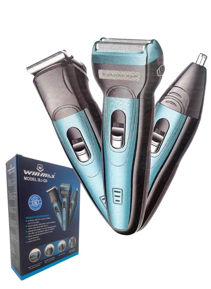 Winmax - 3-In-1 Rechargable Clipper And Trimmer Black/Blue15cm - Image 1