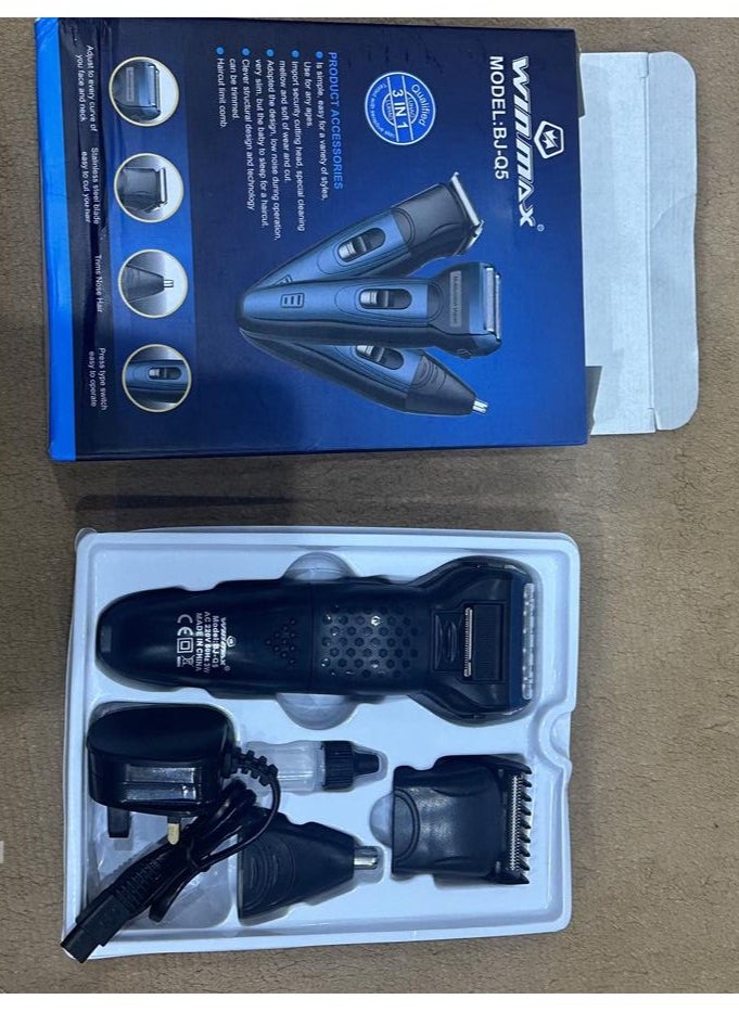 Winmax - 3-In-1 Rechargable Clipper And Trimmer Black/Blue15cm - Image 1