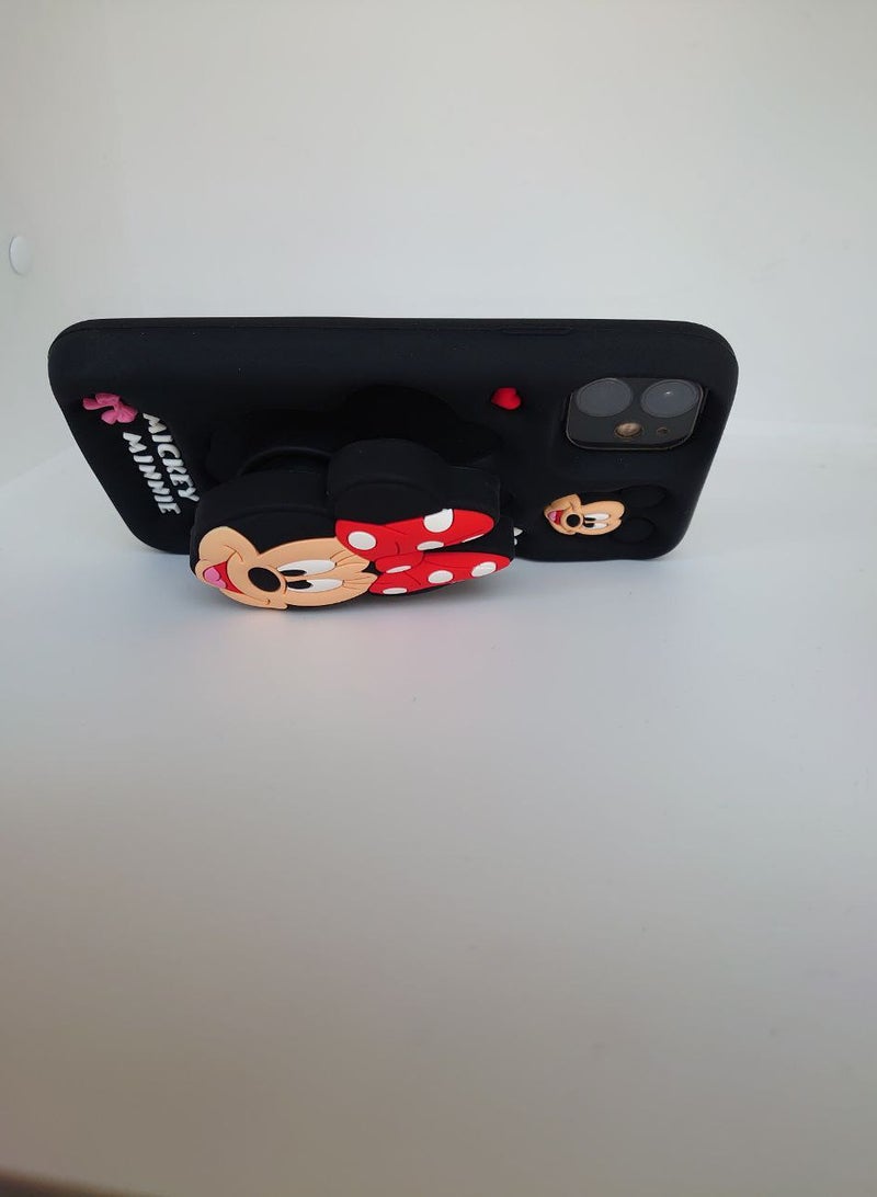 Stylish 3D Cartoon Case Compatible for iPhone 11, All-Round Protection, Anti-Slip, Scratch-Resistant, and Fun Aesthetic Cover (Minie With PoP Socket) - Image 2